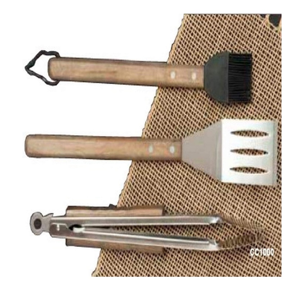 Charcoal Companion CC1000 Oval Pro Chef Espresso 3-Piece BBQ Tool Set